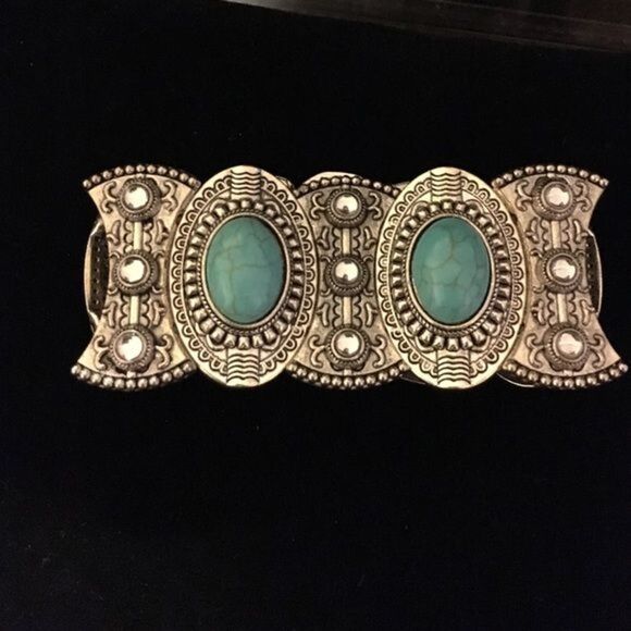 silver/turquoise cuff bangle bracelet - Picture 1 of 3